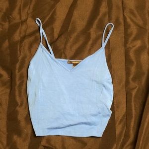 Blue sleeveless crop top
